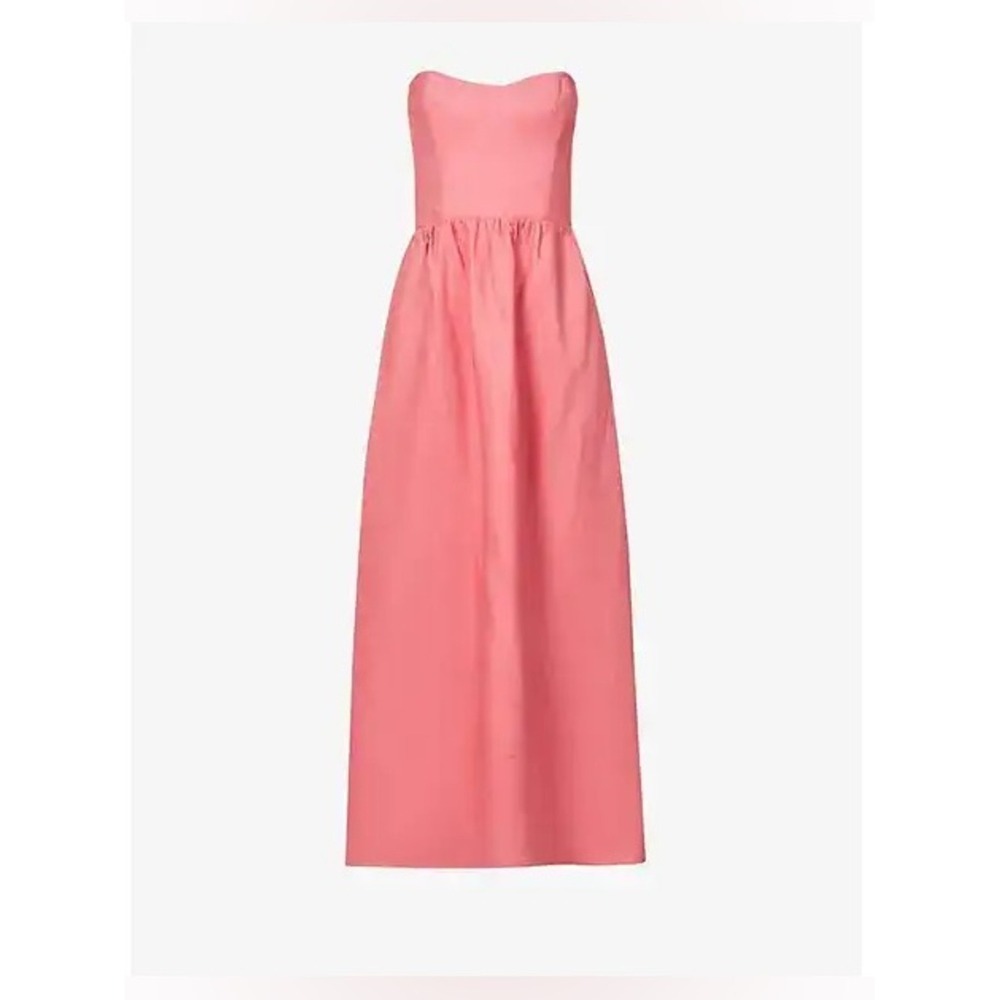 Reformation Fettuccine 100% Linen Dress Snapdragon Pink 2 Strapless Midi Length